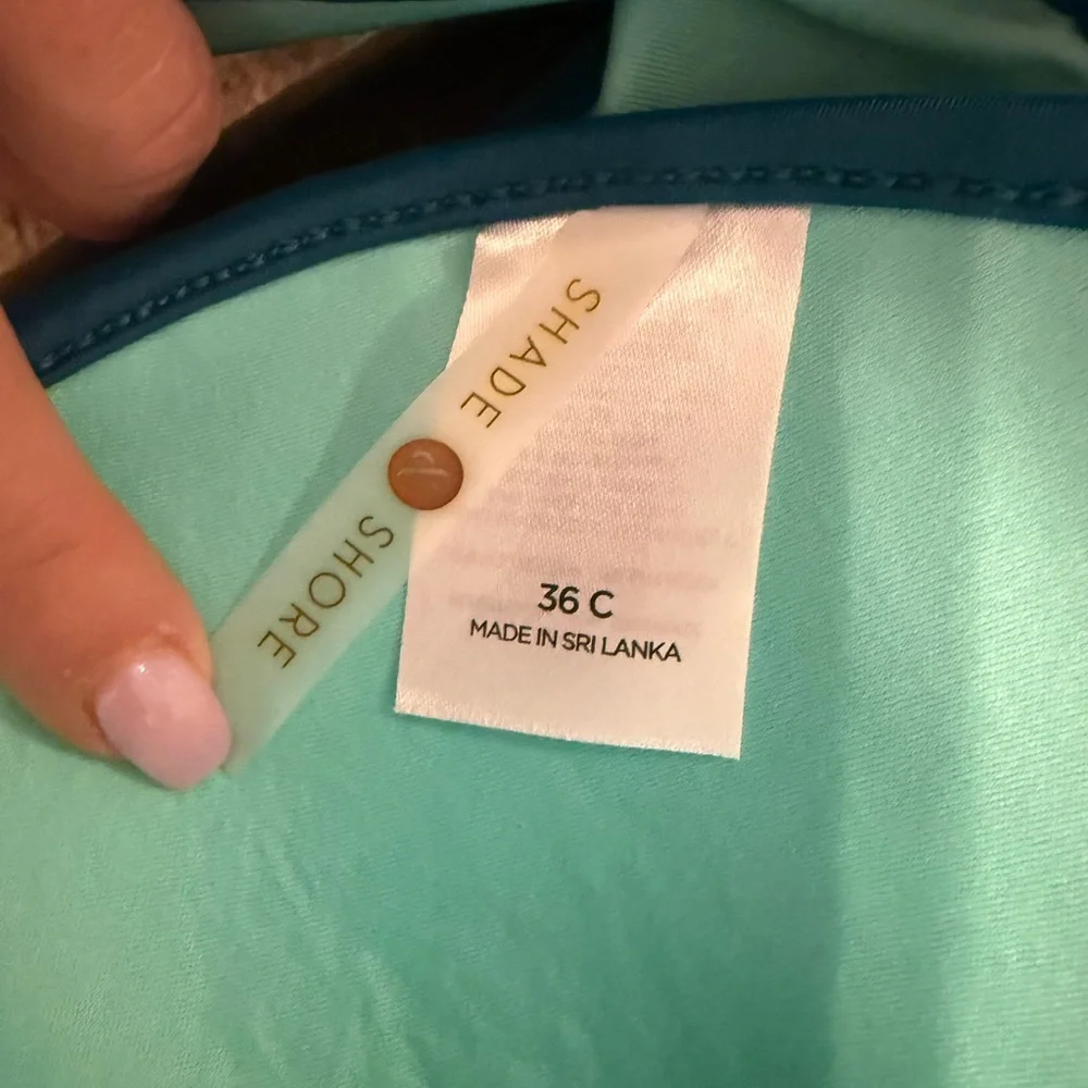 🌴💜💎Teal Shade & Shore Underwire Bikini Top 36C | Macramé Net Swim Halter Top